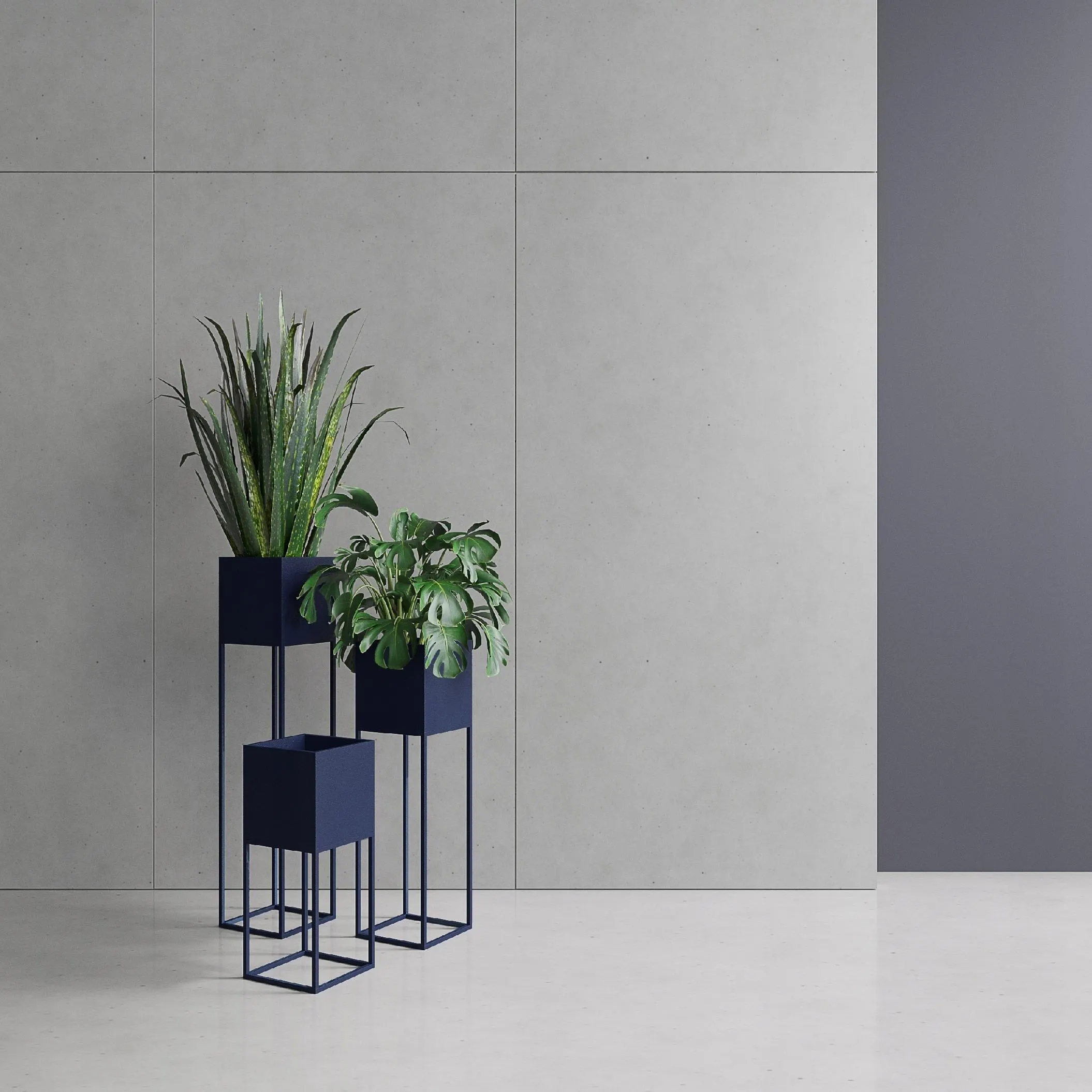 DONICZKA-osłonka na donice metalowa LORIENT M niebieska - LD_TZ000080