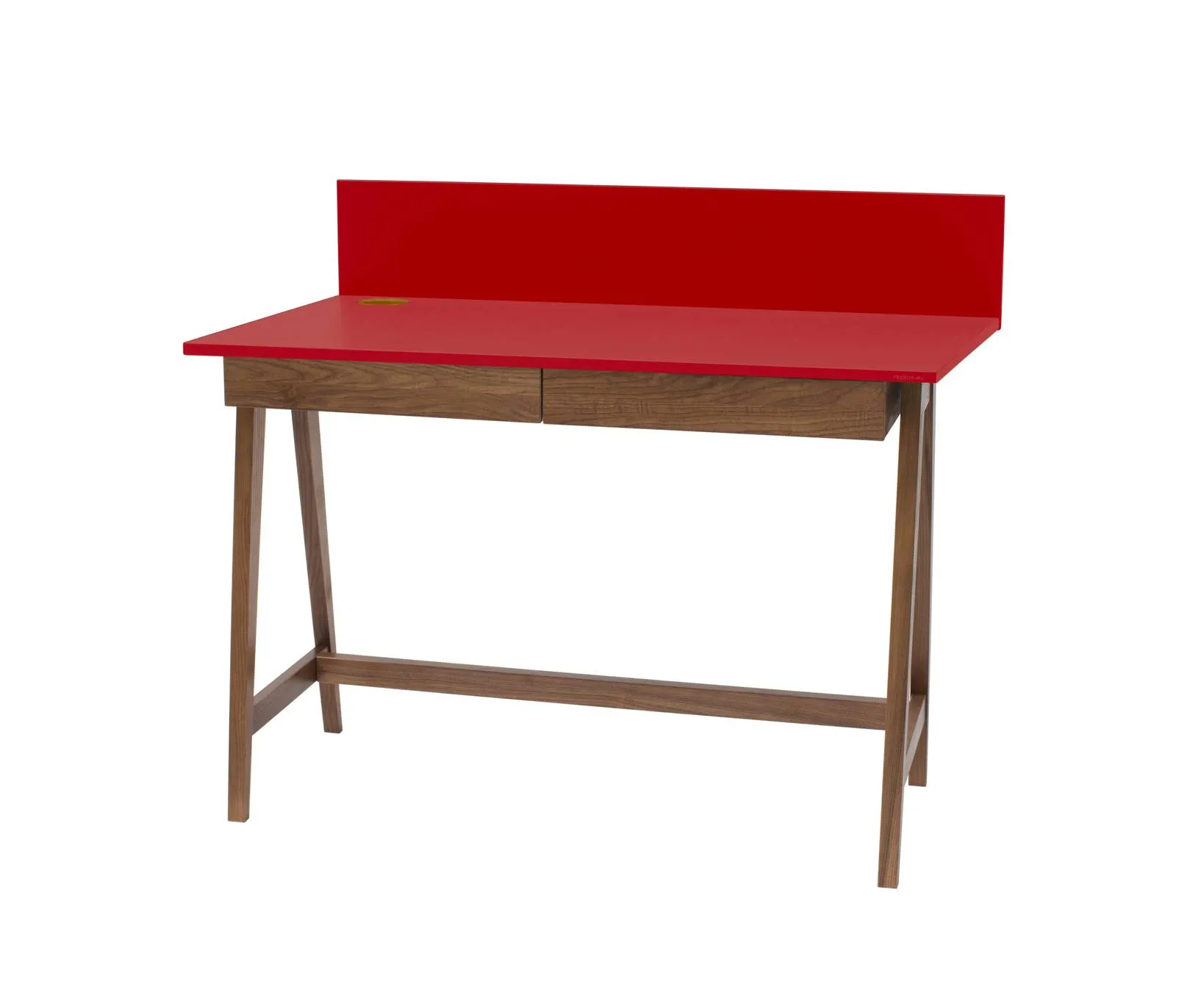 Biurko z szufladami i panelem LUKA 110x50 czerwone/nogi kolor dąb