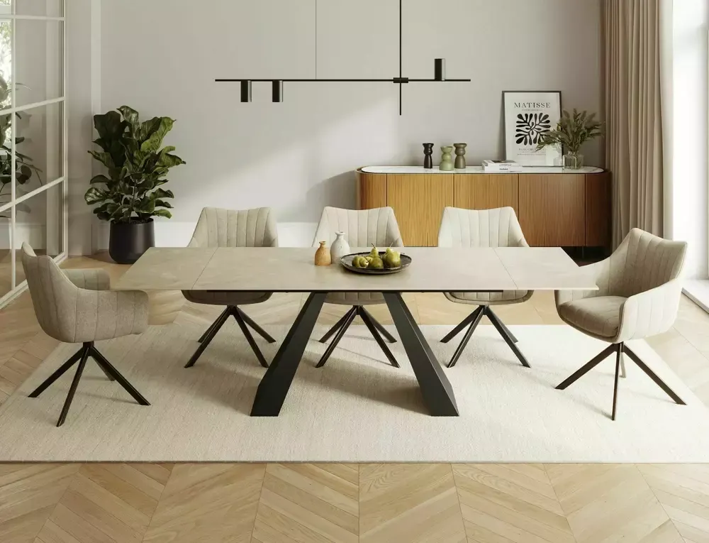 Stół rozkładany SALVADORE CERAMIC 90x160(240) cm ceramika Diamond Cream kremowy mat - SALVADOREKRC160