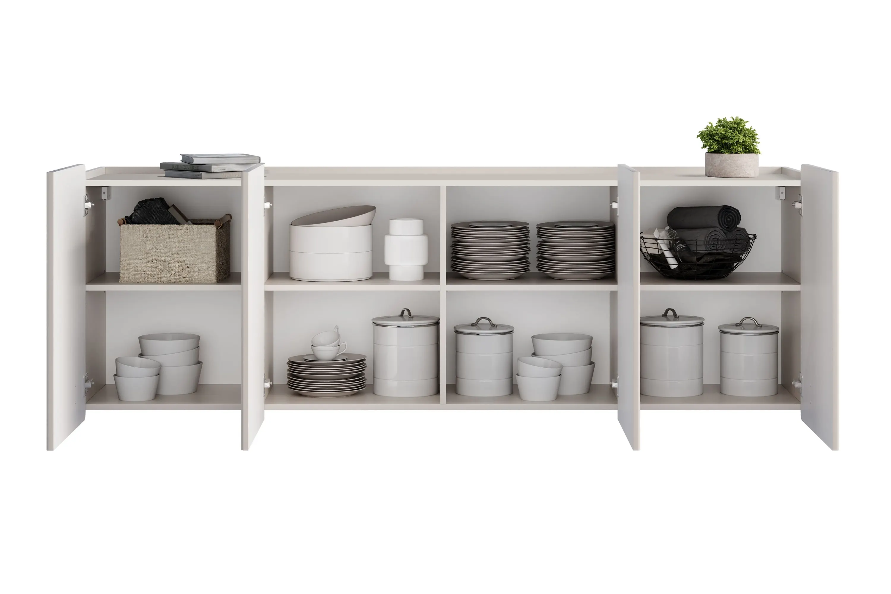 Komoda wisząca 4-drzwiowa MALMI 200cm - kaszmirowy - czarny - B_167020