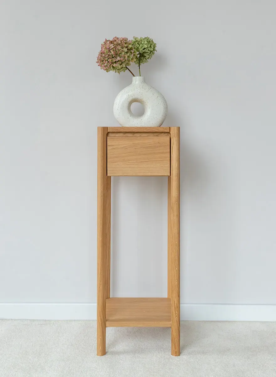 Stolik z szufladą wysoki dębowy CAMPI dąb olejowany - KULCA14