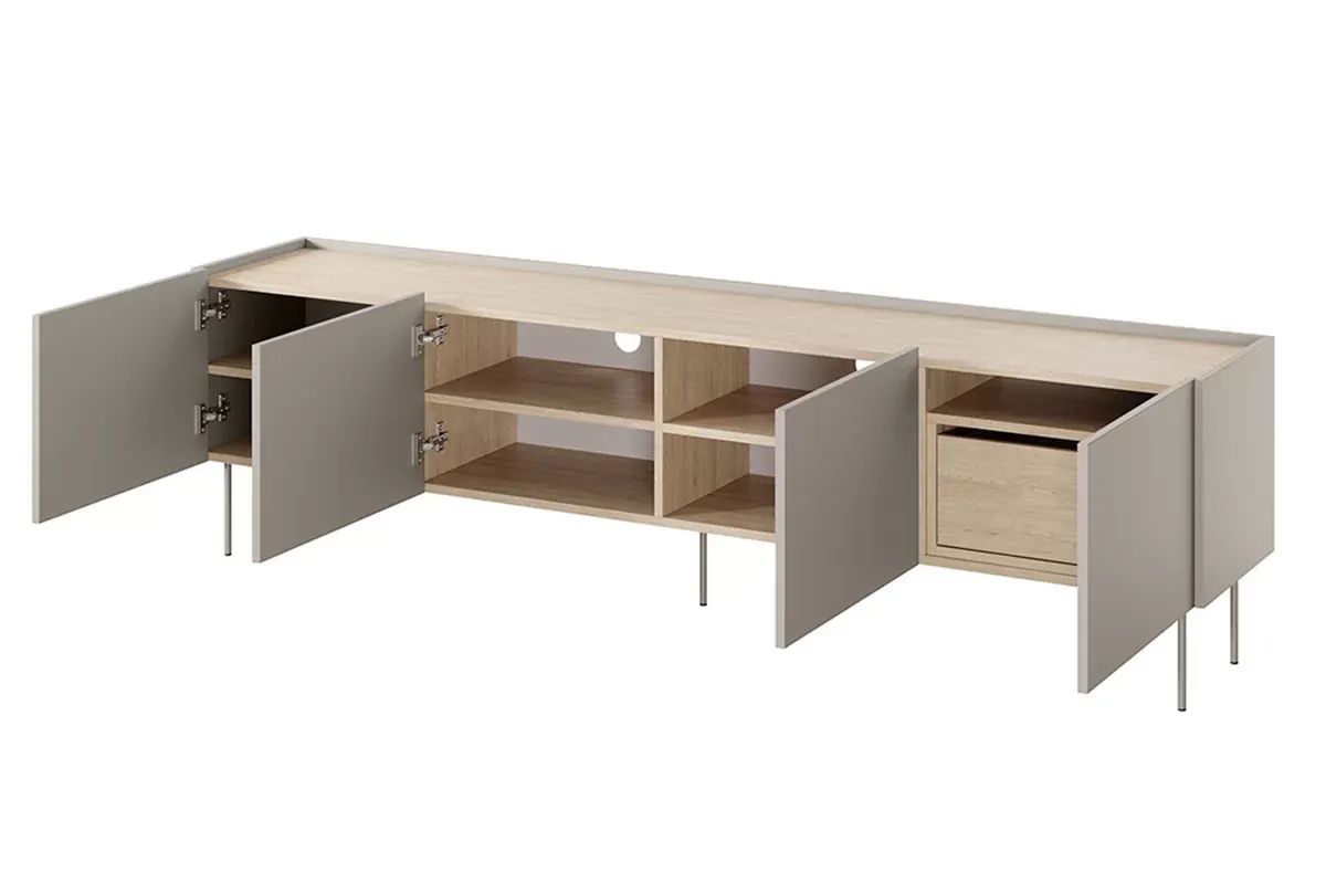 Szafka RTV DESIN 220 z szufladą - kremowa - dąb nagano - B_149135