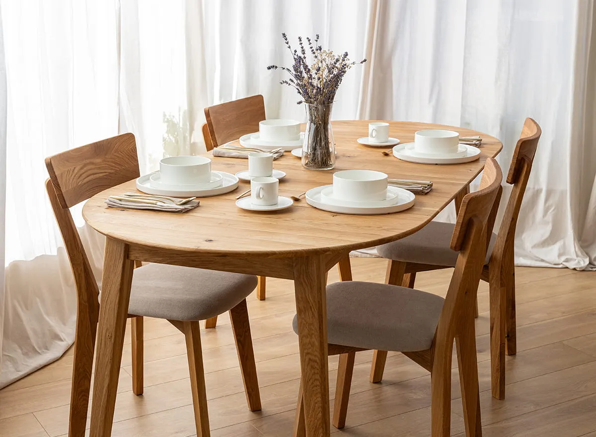 Stół dębowy okrągły ORBETELLO rozkładany 110x110(160-210) - dąb olejowany - KULSR110_2X50