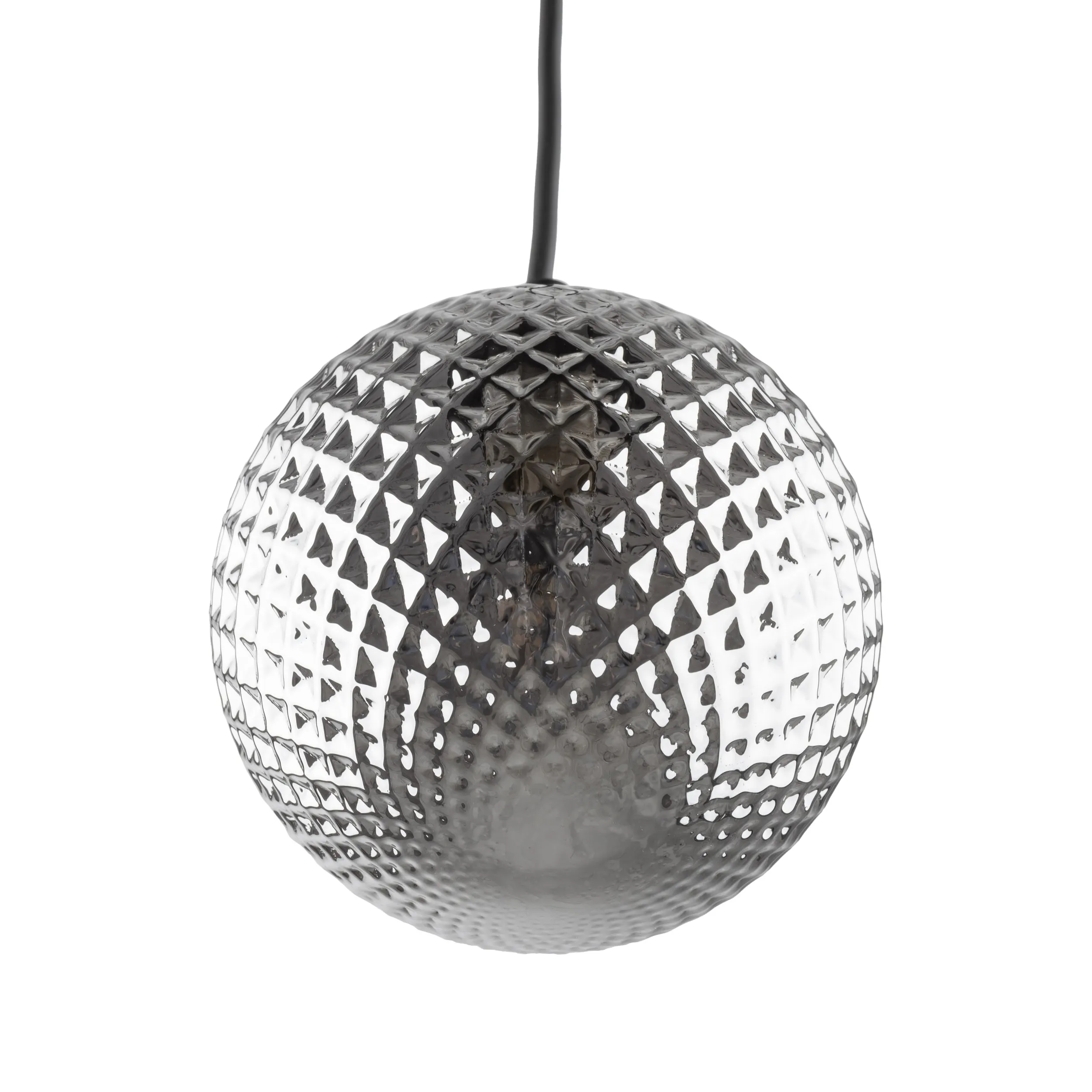 Lampa wisząca ELENA czarna z szarym kryształowym szklanym okrągłym kloszem 160x15cm - TK_5745