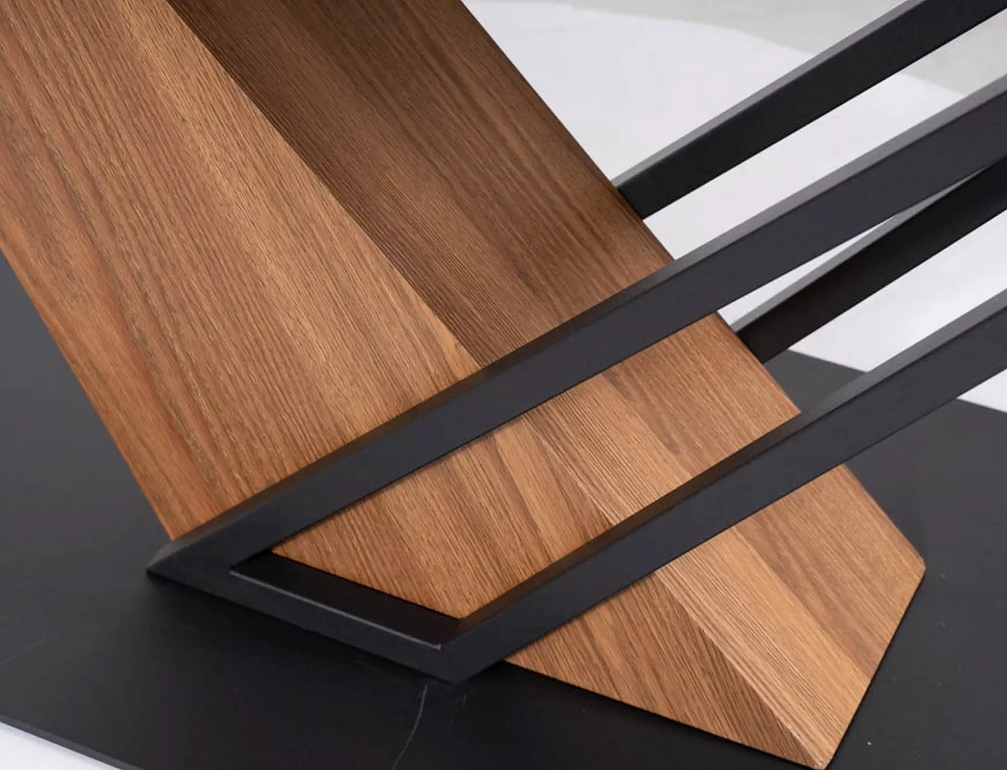 Stół rozkładany ceramiczny blat GENESIS 90x180-240 czarny efekt marmuru stelaż jesion czarny mat - GENESISCCJ180