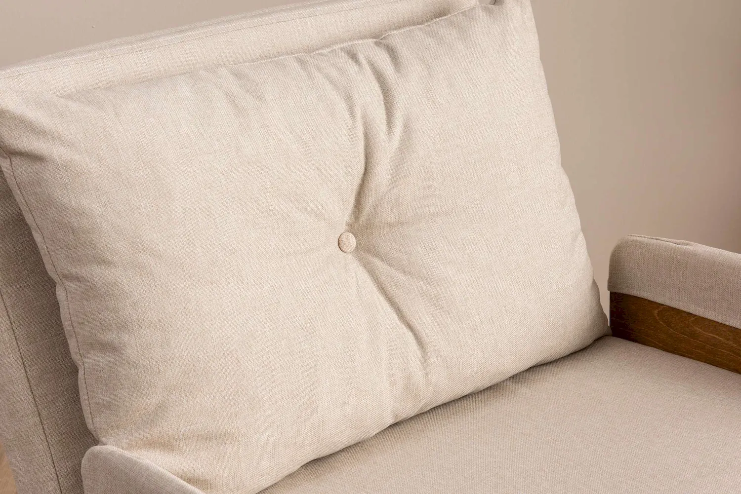 Fotel rozkładany COSMO Single drewniane podłokietniki kremowy - ASI_859FTN2336