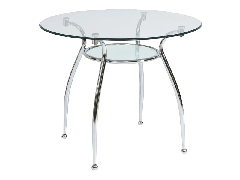 Stół FINEZJA okrągły szklany chrom 90 cm Signal