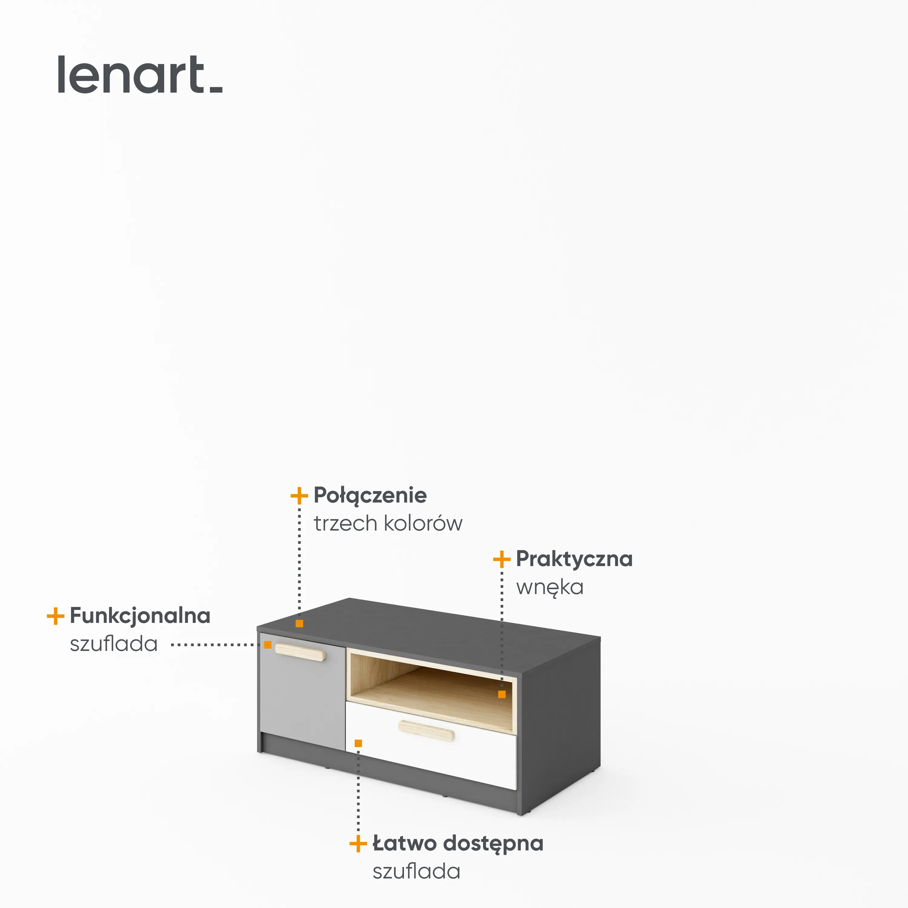 Szafka RTV Pok PO-11 grafit/buk ibsen/szary jasny - PO11GBS