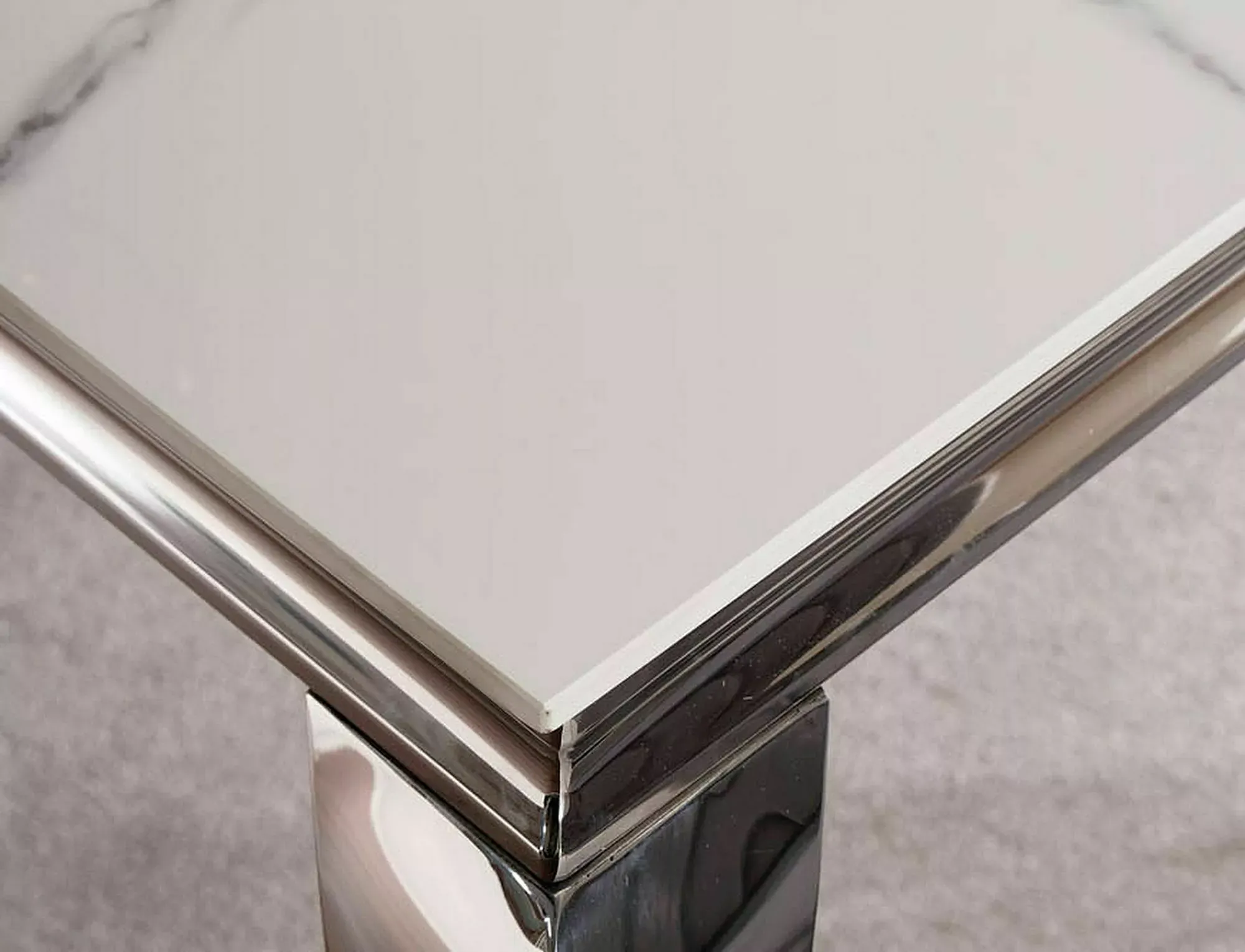 Stół PRINCE CERAMIC 90x150 biały efekt marmuru/chromowane nogi - PRINCECBCH150