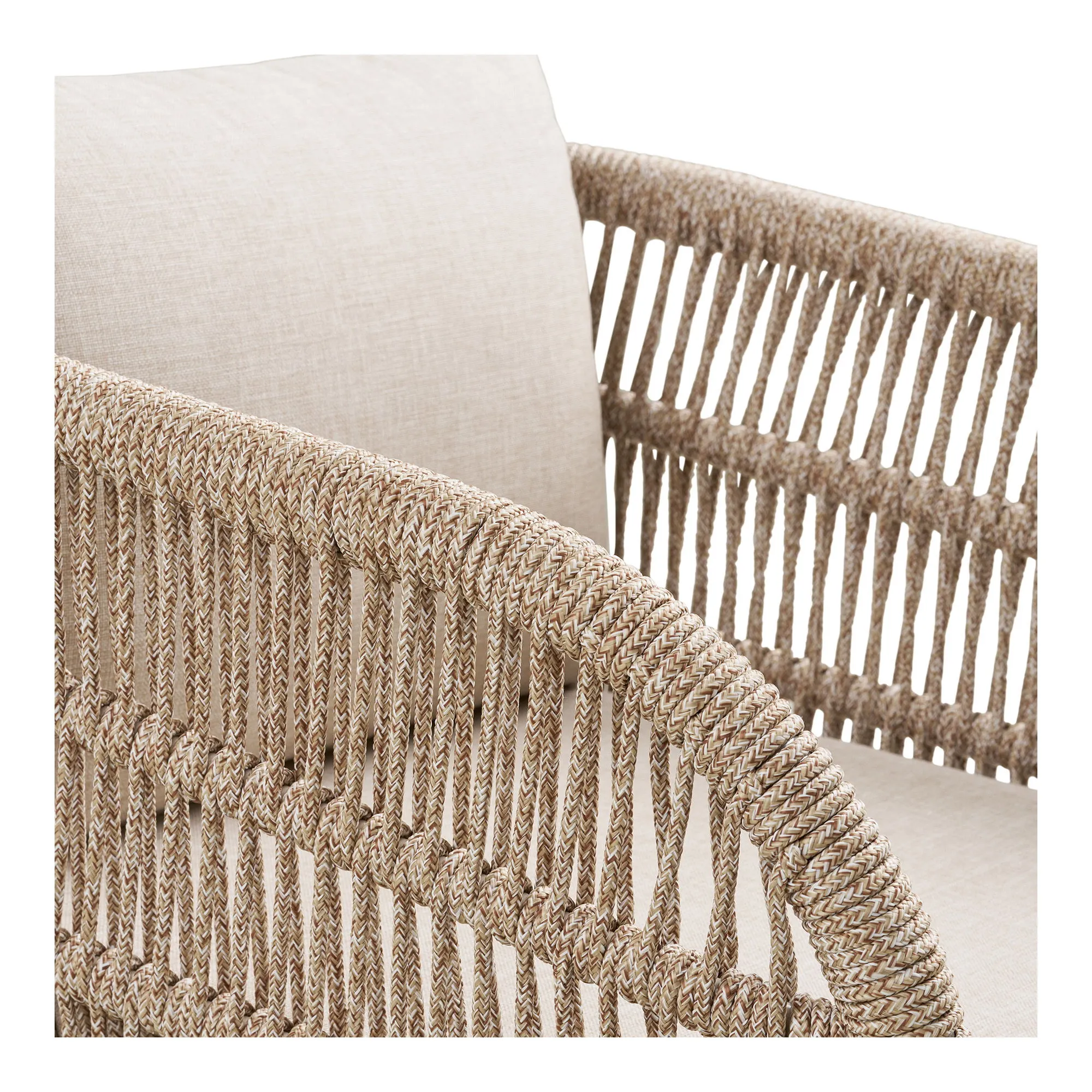 Krzesło ogrodowe TERRACINA z podłokietnikami - drewno akacjowe: naturalny, sznurek: beżowy - 7001190