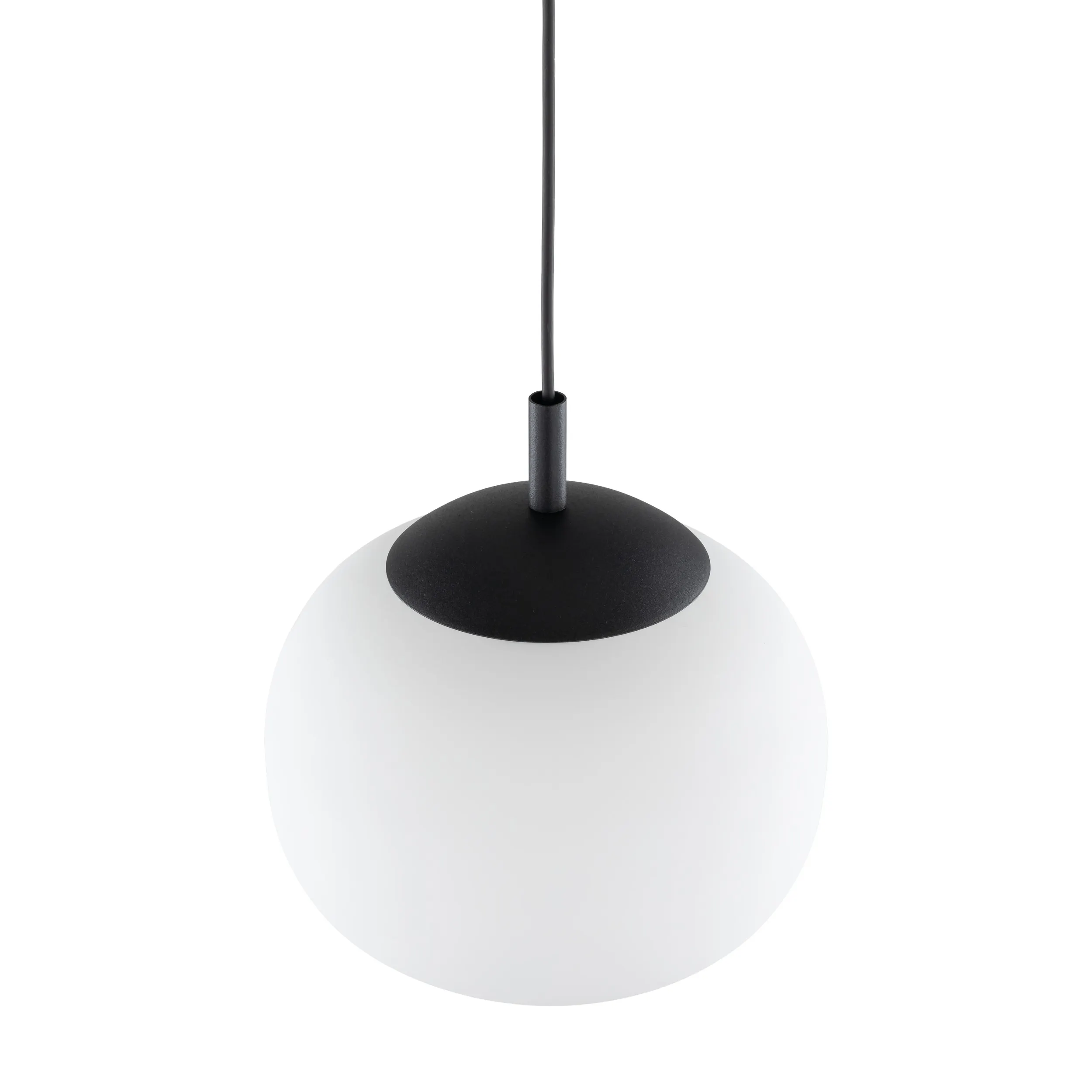 Lampa wisząca VIBE czarna z białym okrągłym szklanym kloszem 170x30cm - TK_4789
