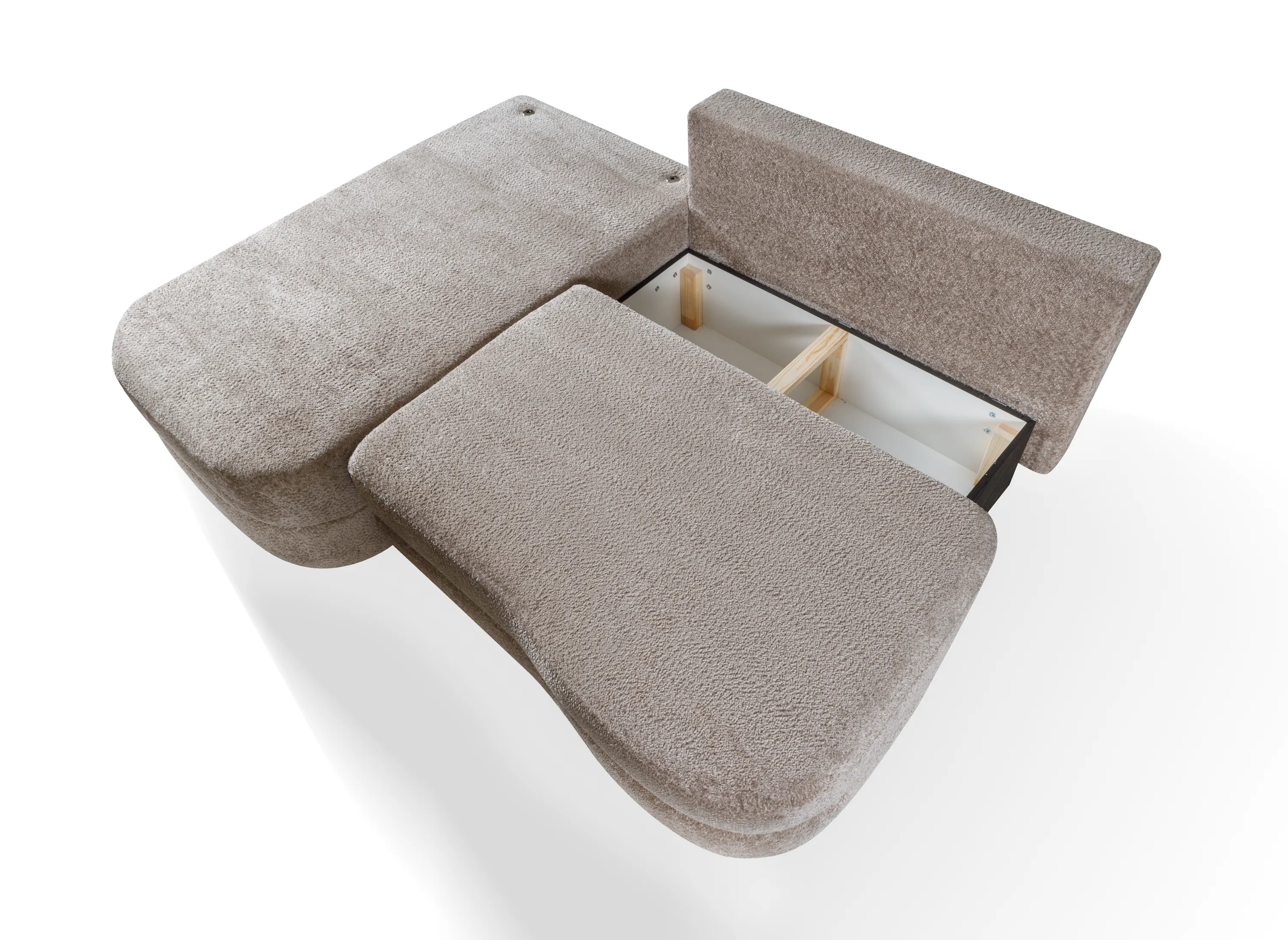 Narożnik rozkładany z pojemnikiem PIPI EUPHORIA 228 cm lewostronny beżowy - PIPI_EUPHORIA_4