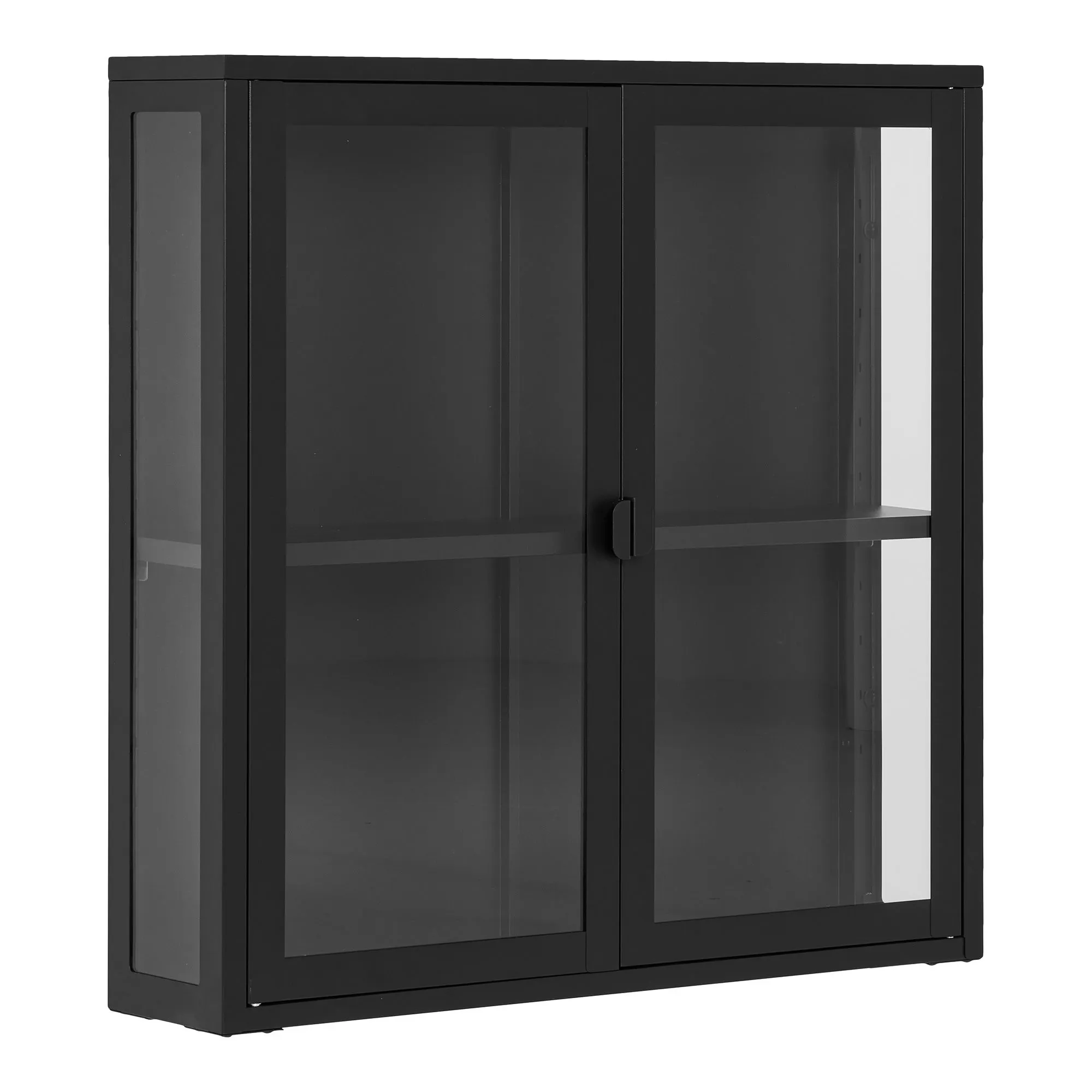 Witryna wisząca 2-drzwiowa BRISBANE przeszklone boki 80x18x80 cm - czarna