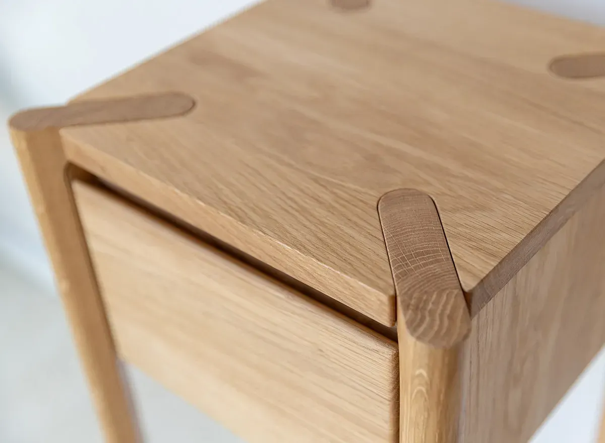 Stolik z szufladą niski dębowy CAMPI dąb olejowany - KULCA13