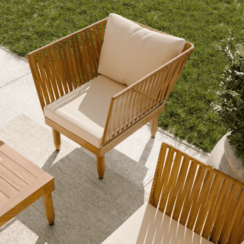 Zestaw ogrodowy wypoczynkowy SEMPLE 3-set drewniany kremowy Zenjoy - SEMPLE_KREMOWY