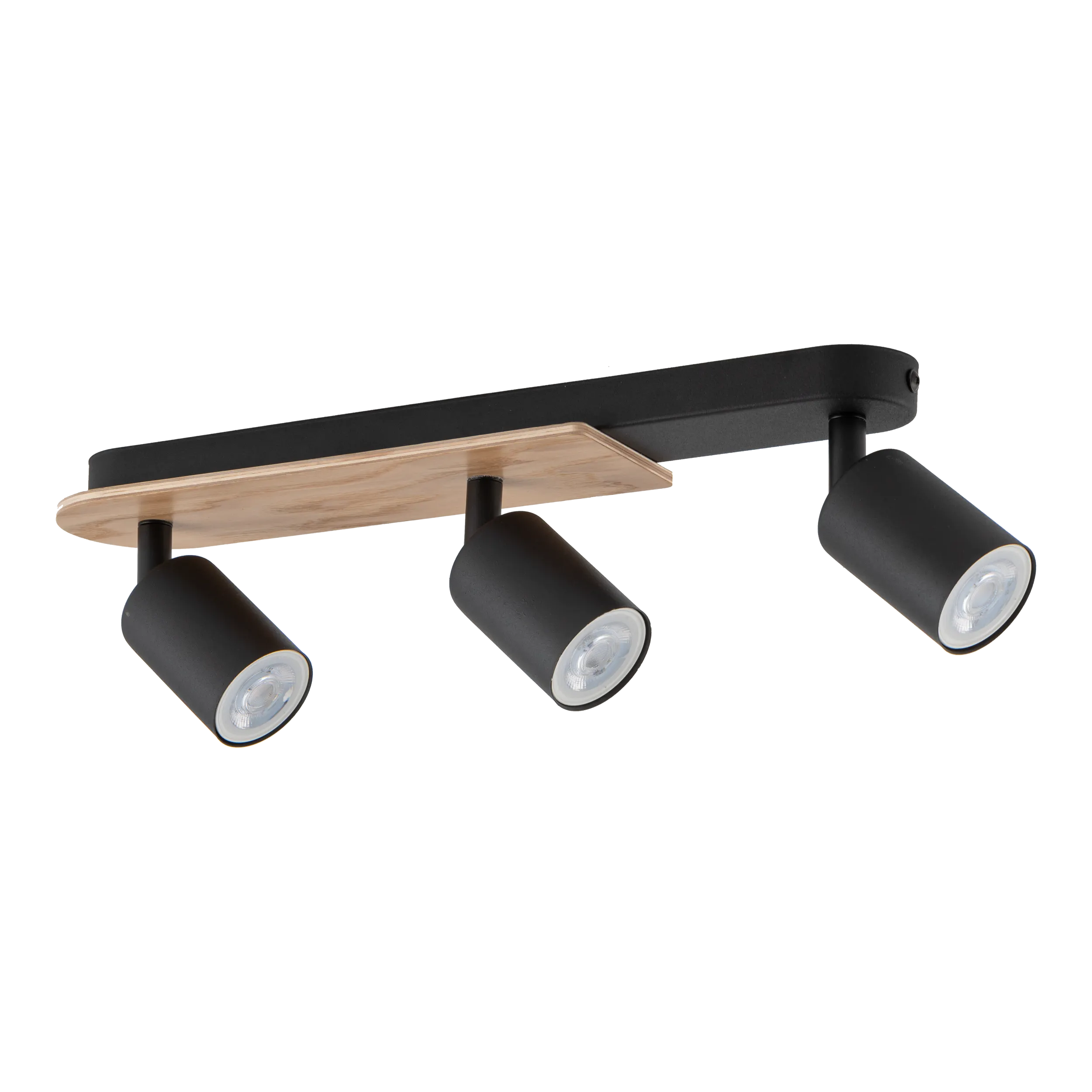 Lampa sufitowa COVER czarna z drewnianym elementem na metalowej listwie 51x18x14cm - TK_4675