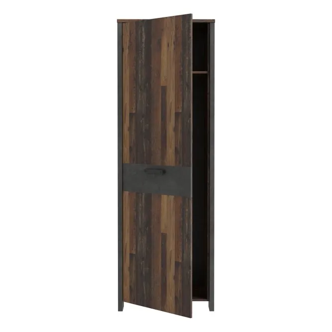 Szafa CLIF L 1-drzwiowa z panelem 67 cm,old wood vintage, beton - CLFS712-C748