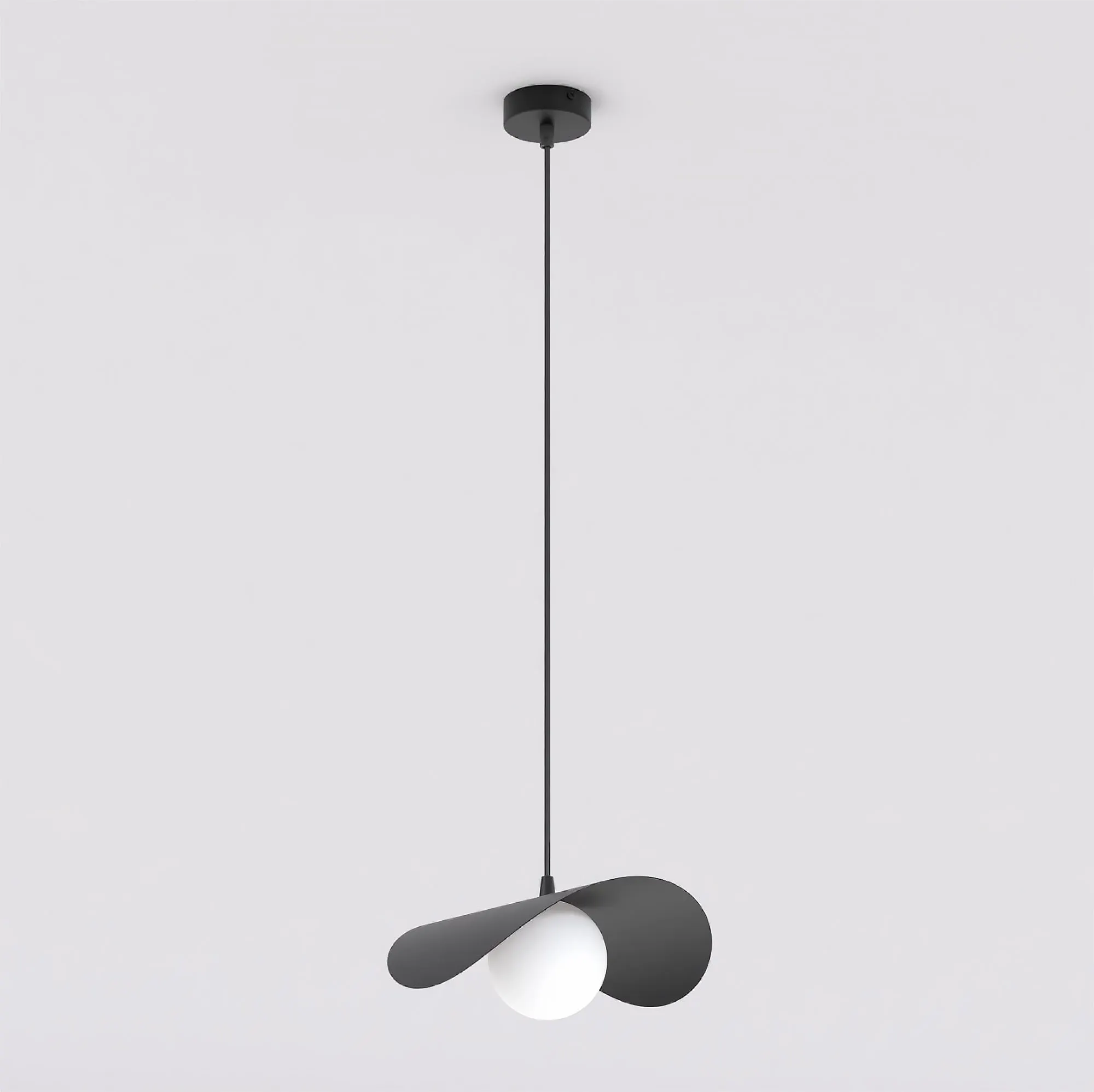 Lampa wisząca RITUAL 1M falisty klosz czarna