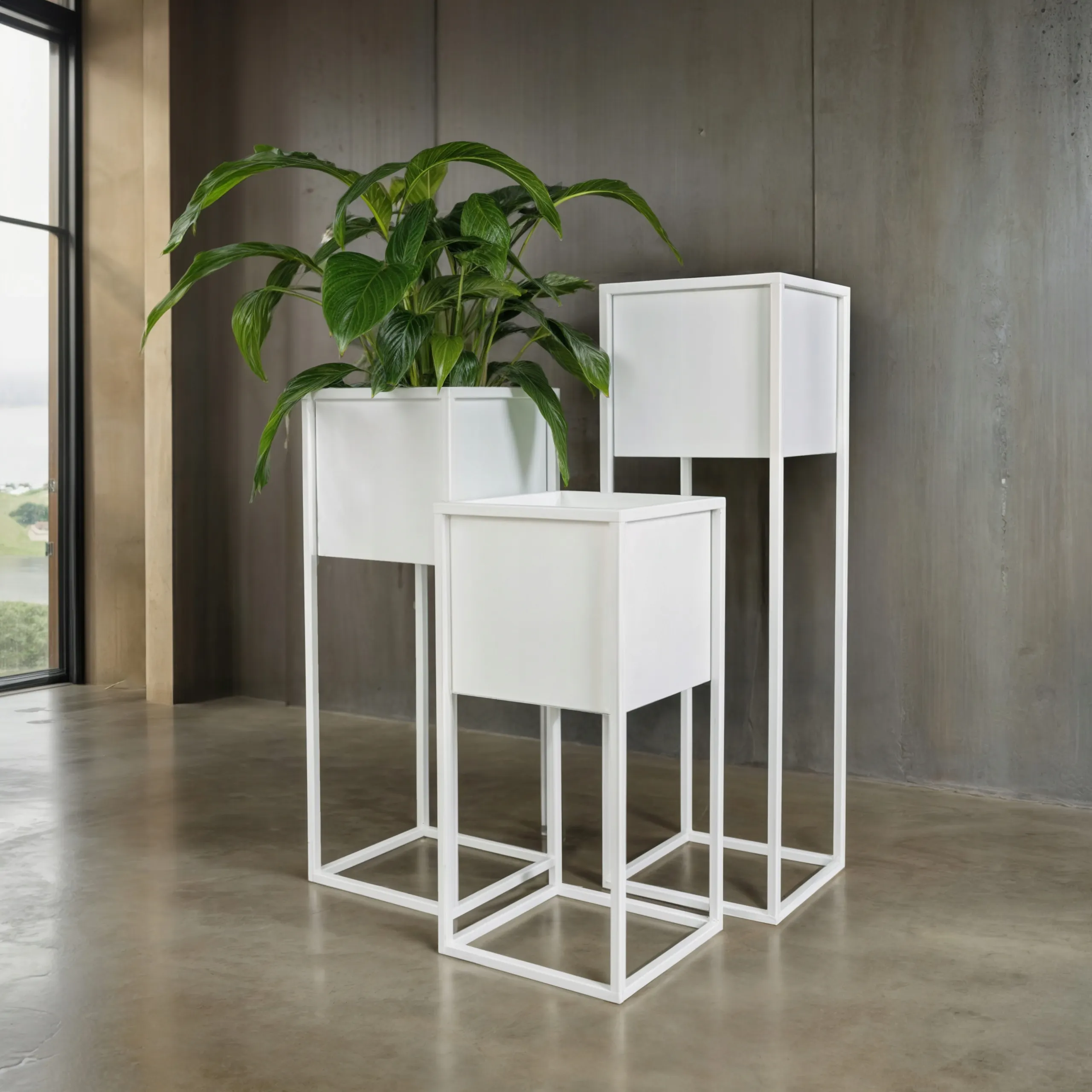 DONICZKA-osłonka na donice metalowa MONACO L biała - LD_TZ000107