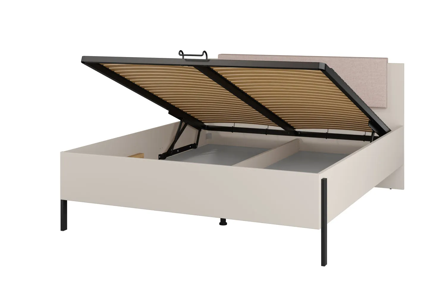 Łóżko z zagłówkiem i pojemnikiem JUKON S 160x200 kaszmirowe - 24KSND51