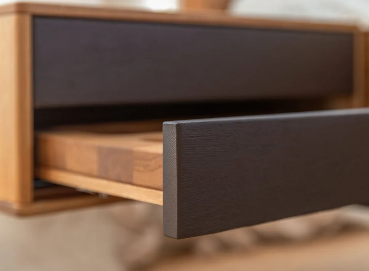 Szafka nocna dębowa wisząca z 2 szufladami SORA Dębowy Sen dąb olejowany grafit - ZINAK5_F