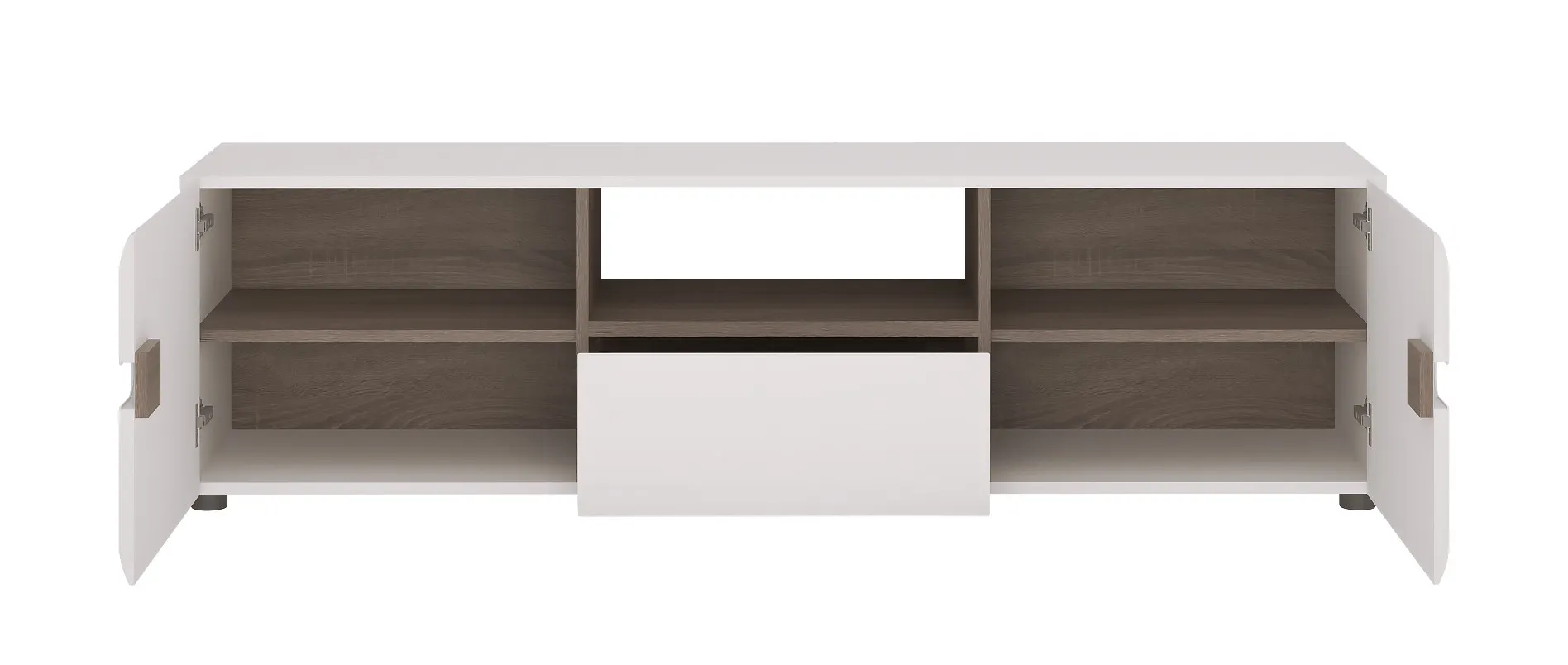 Szafka RTV 2-drzwiowa z 1 szufladą LINATE TYP 50 Biały, Trufla, Biały połysk - 6001038000024