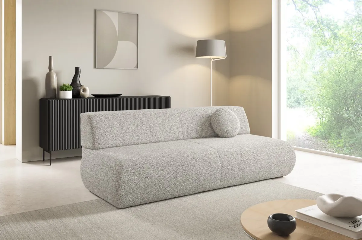 Sofa rozkładana z pojemnikiem PUENTE 214 cm jasny beż — zdjęcie 8