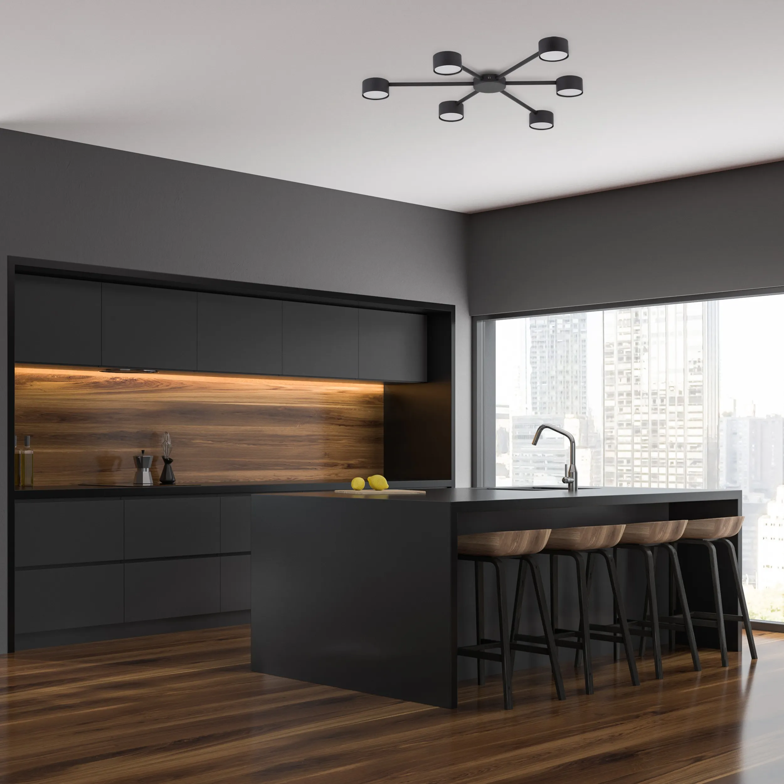 Lampa sufitowa AVIA czarna metalowa 66x64x5cm - TK_4692