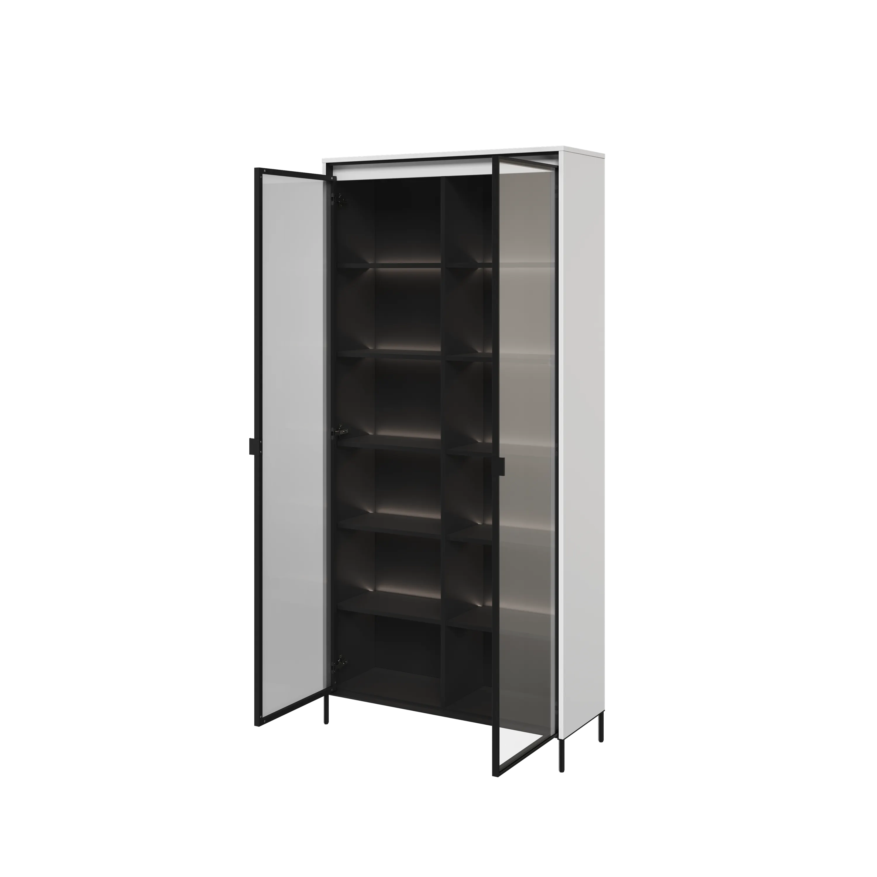 Witryna z oświetleniem TREND TR-07 2D biały/czarny - TR7BIC-V2