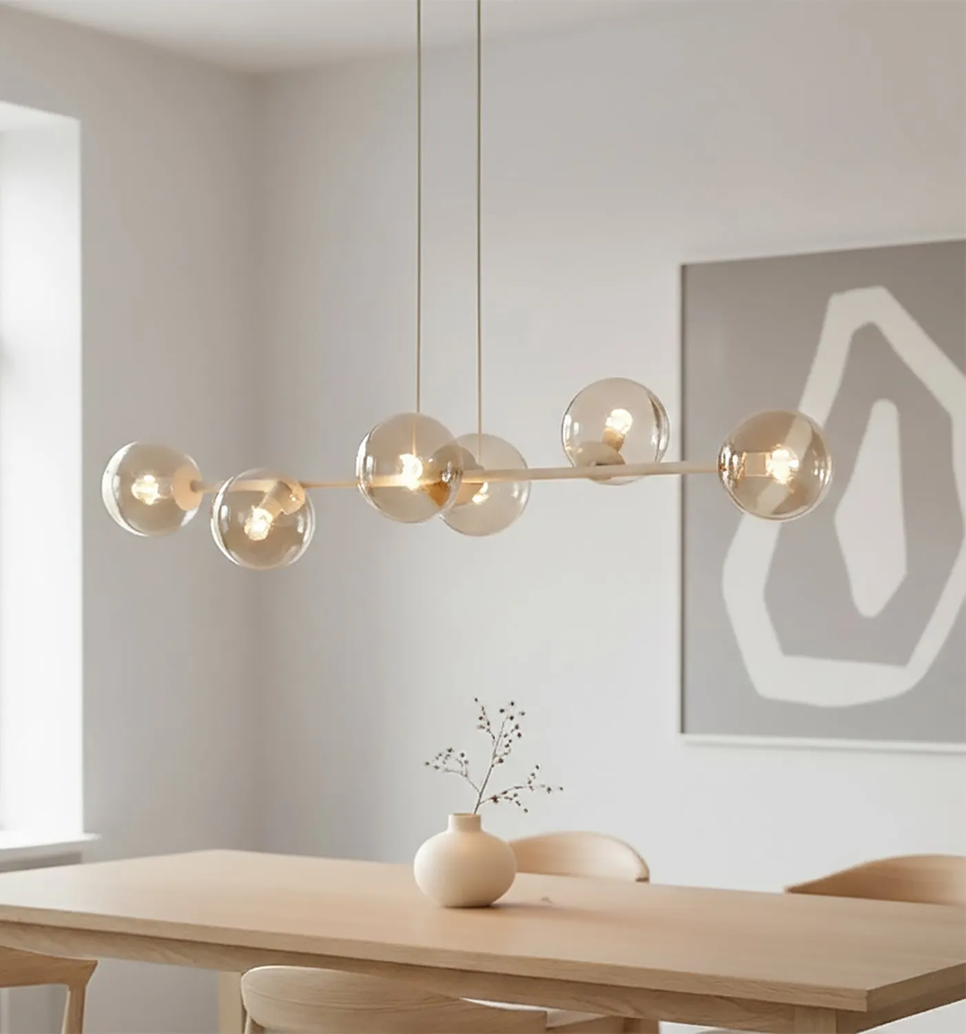 image lampa sufitowa, kule szkło, styl skandynawski, oświetlenie LED, klarne szkło