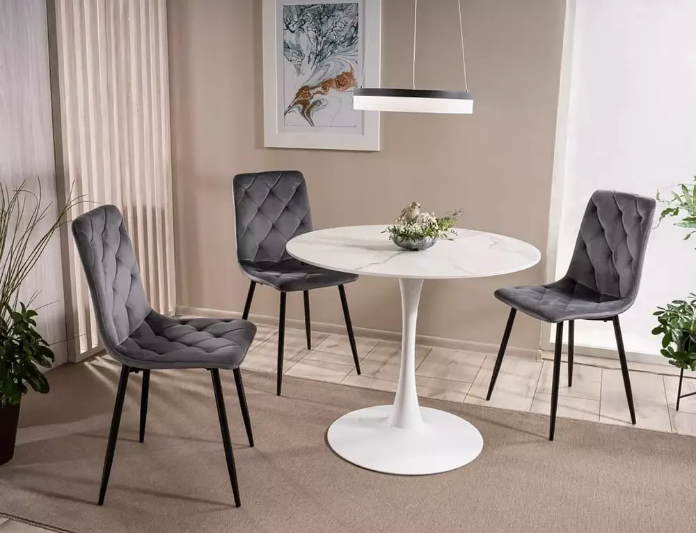 STÓŁ okrągły ESPERO BIAŁY EFEKT MARMURU/BIAŁY FI 90 Signal - ESPEROCB90