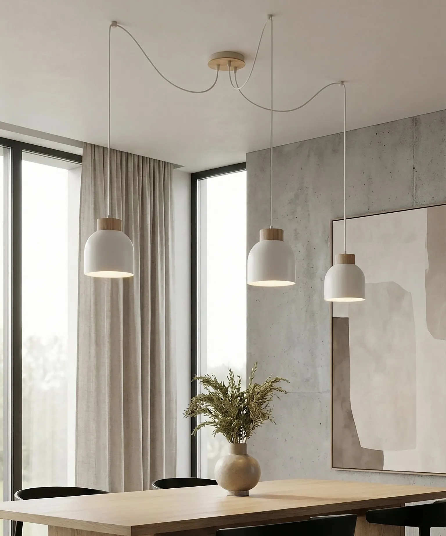 lampy wiszące, kinkiety, stolowa lampa, klosz, drewniane akcenty