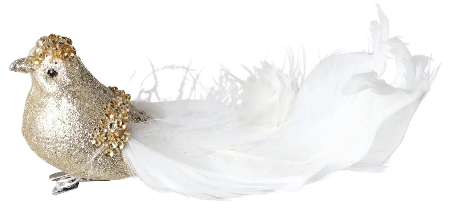 PTASZEK Z KLIPEM złoty z białym ogonem