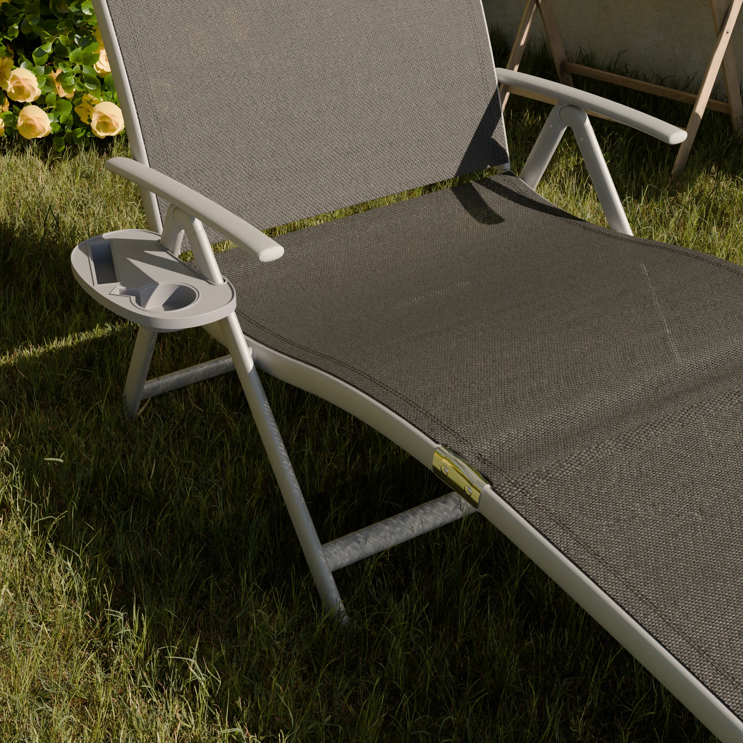 Leżak ogrodowy składany TARDY 182 cm aluminiowy czarny Zenjoy - TARDY_CZARNY