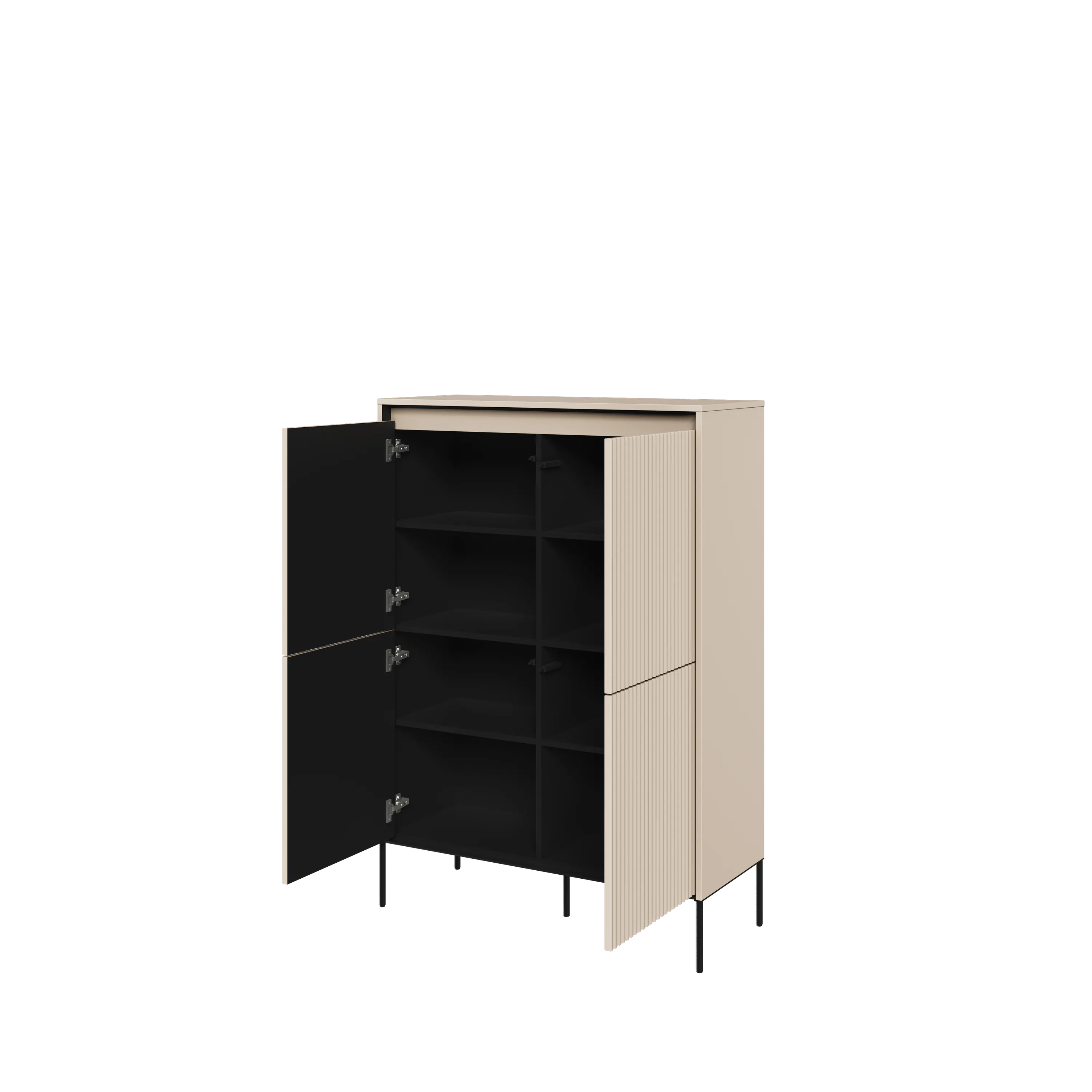 Wysoka komoda z oświetleniem TREND TR-03 4D beż piaskowy/czarny - TR3BPC-V2