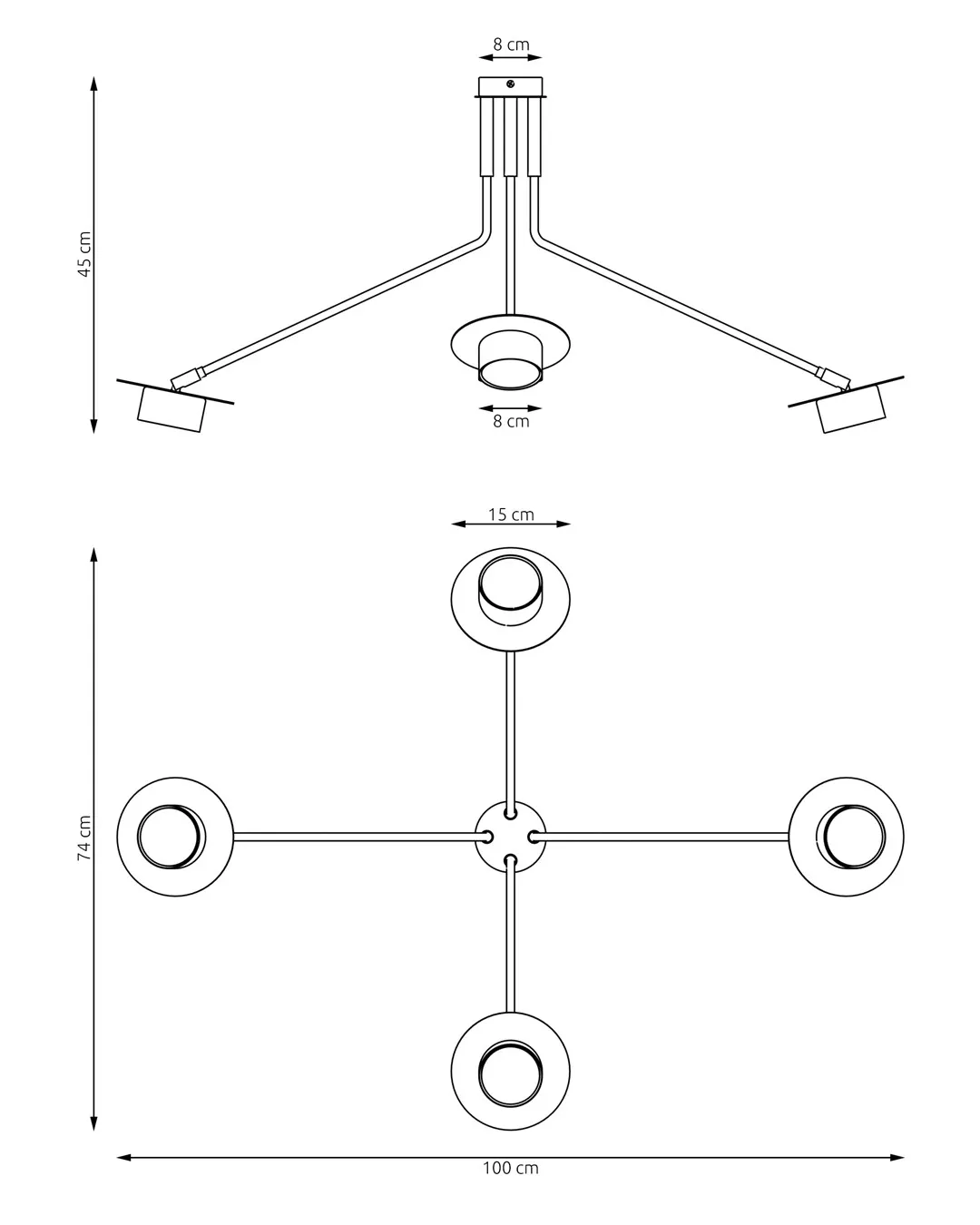 Lampa sufitowa MIZU 4 BL czarna - 1448/4
