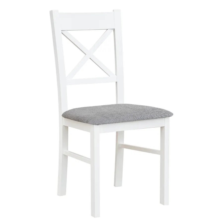 Krzesło BELLUNO ELEGANTE 22 z jasnoszarym siedziskiem materiałowym - białe (STORM 85) Krzesło BELLUNO ELEGANTE 22 z jasnoszarym siedziskiem materiałowym - białe (STORM 85)