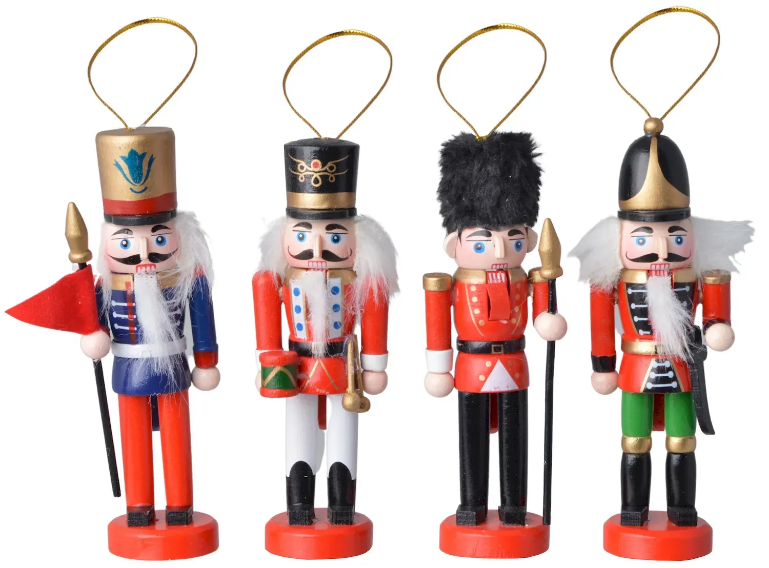 Zawieszki drewniane DZIADEK DO ORZECHÓW 4 sztuki wielokolorowe