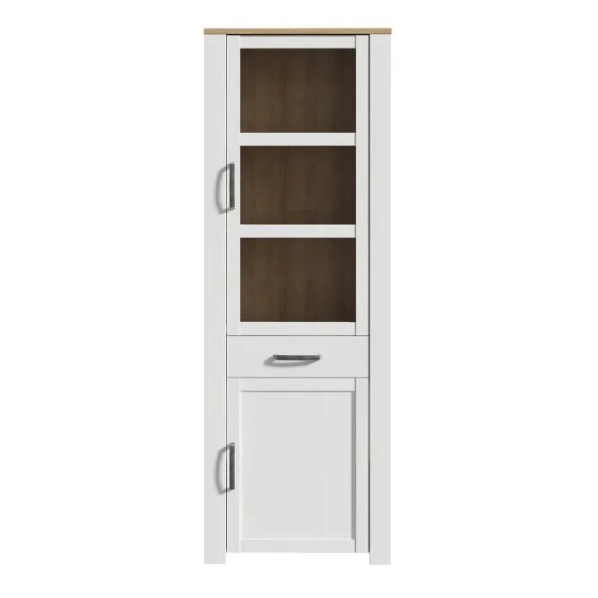 Witryna - kredens 2-drzwiowa z szufladą CHISBURY - dąb riviera, modrzew jasny sibu - BHLV712-M482