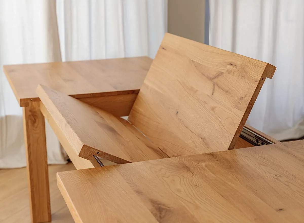 Rozsuwany stół dębowy GROSSI rozkładany 100x200-290 - dąb olejowany - GROSSI200X100