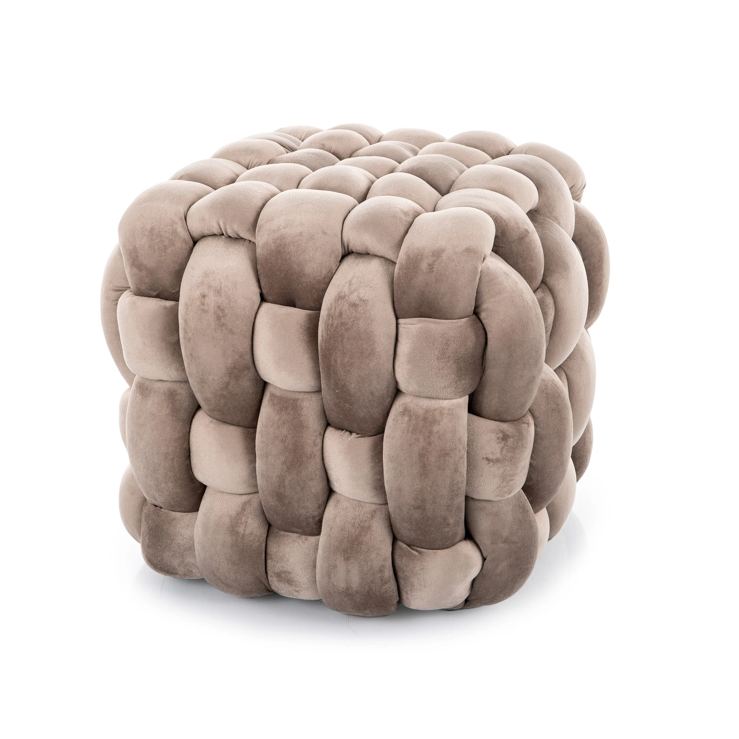 Puf FARIS VELVET 41x45x45 ciemnobeżowy