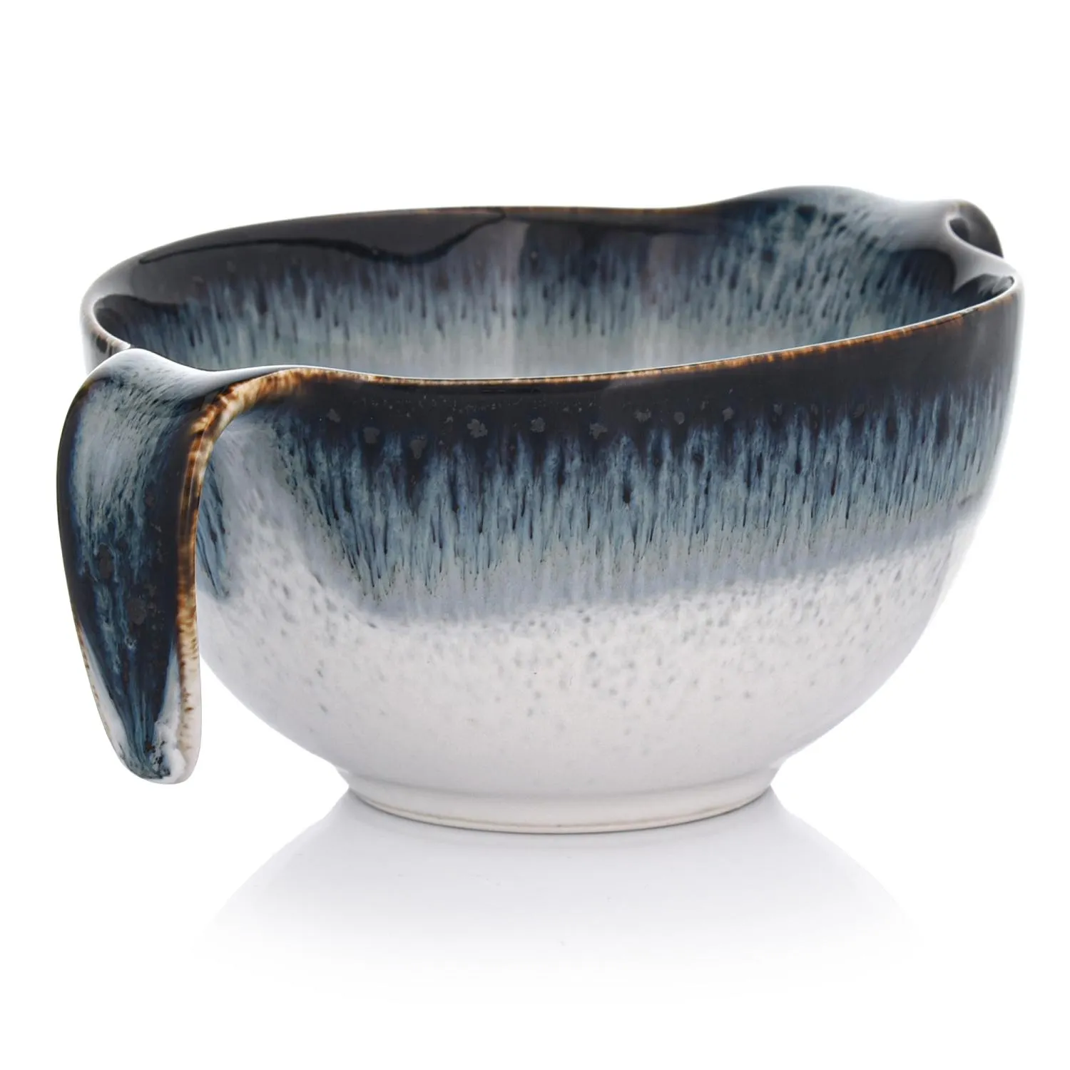 ceramiczny miska, niebieska glazura, miska bez rączki, spękany / drobno kropkowana glazura, gradacja koloru niebieskiego