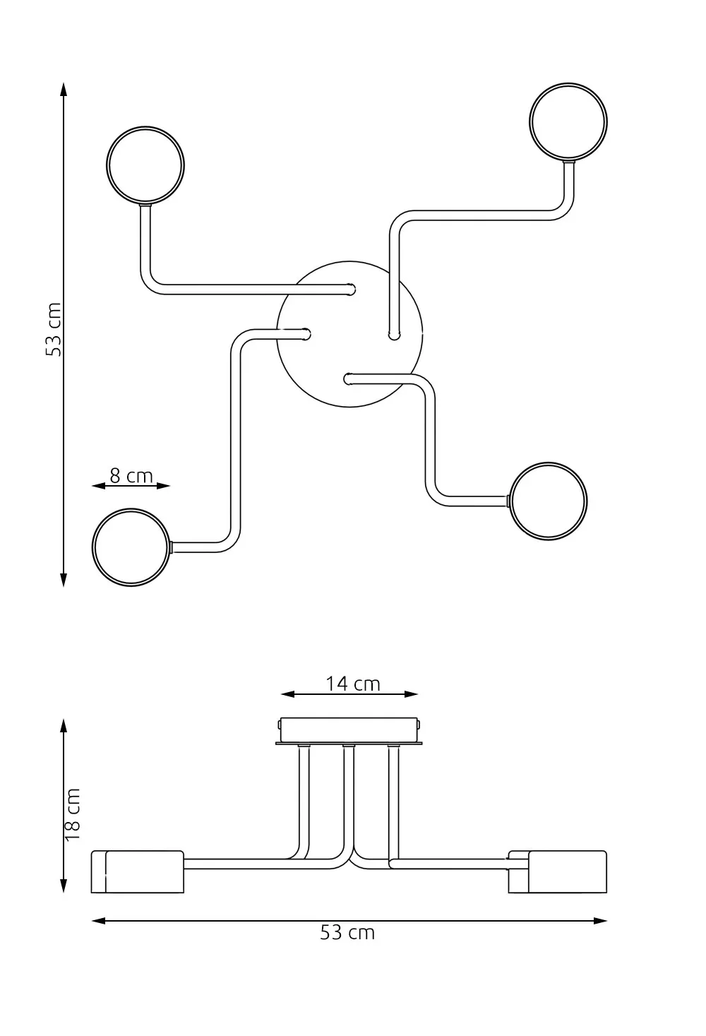 Lampa sufitowa KURAGE 4 BL czarna - 1442/4