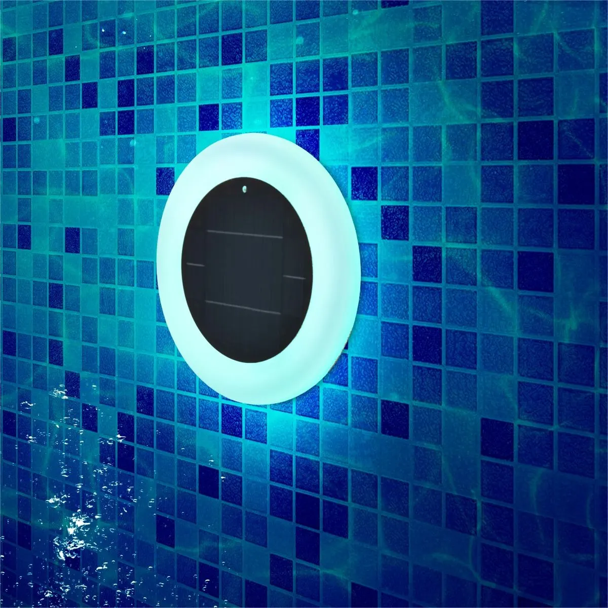 image panel słoneczny, pierścień LED, światło LED, dekoracja łazienki, niebieska mozaika