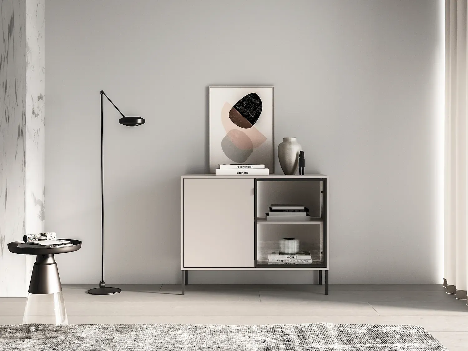 Komoda 2-drzwiowa z 3 szufladami BARNEE 02 oświetlenie LED dąb lindberg - 1BARN02-001