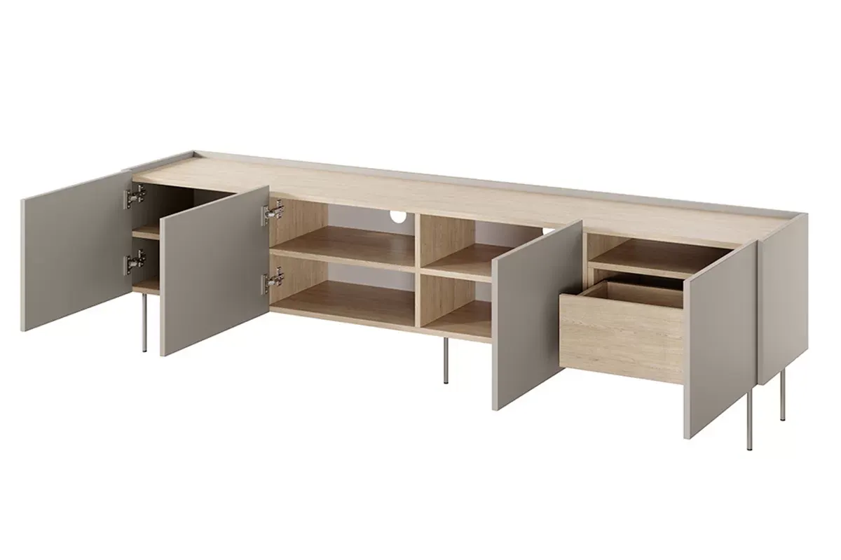 Szafka RTV DESIN 220 z szufladą - kremowa - dąb nagano - B_149135