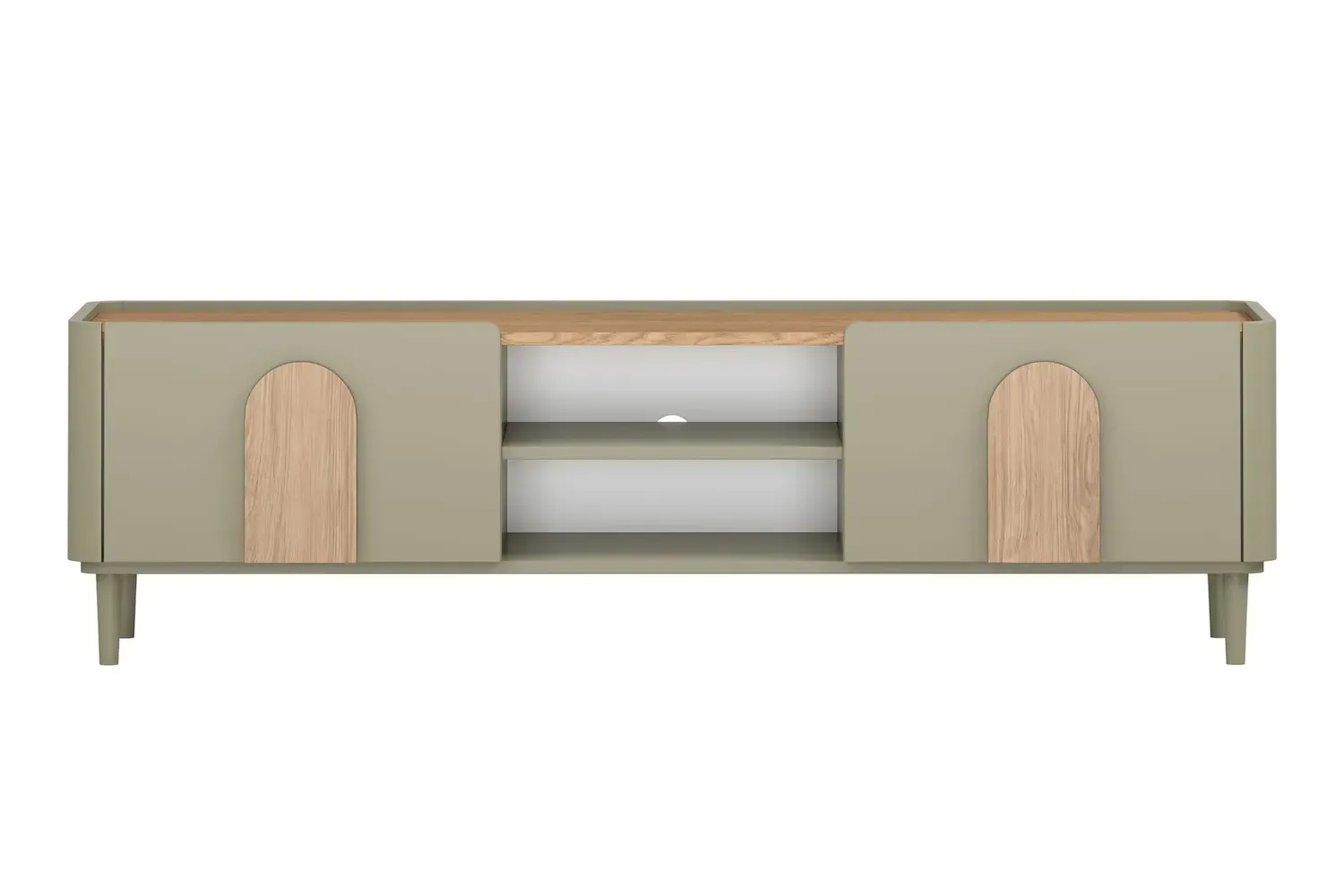 Szafka RTV z klapą i szufladą AMILIO 170 - eukaliptus dąb baltic dune /chwyty dąb naturalny nogi eukaliptus - B_169230