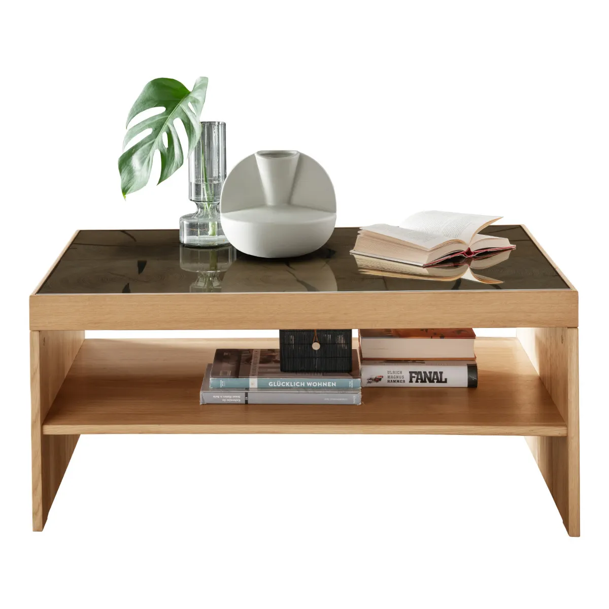 Stolik kawowy dębowy PRESENT 66x97 z półką