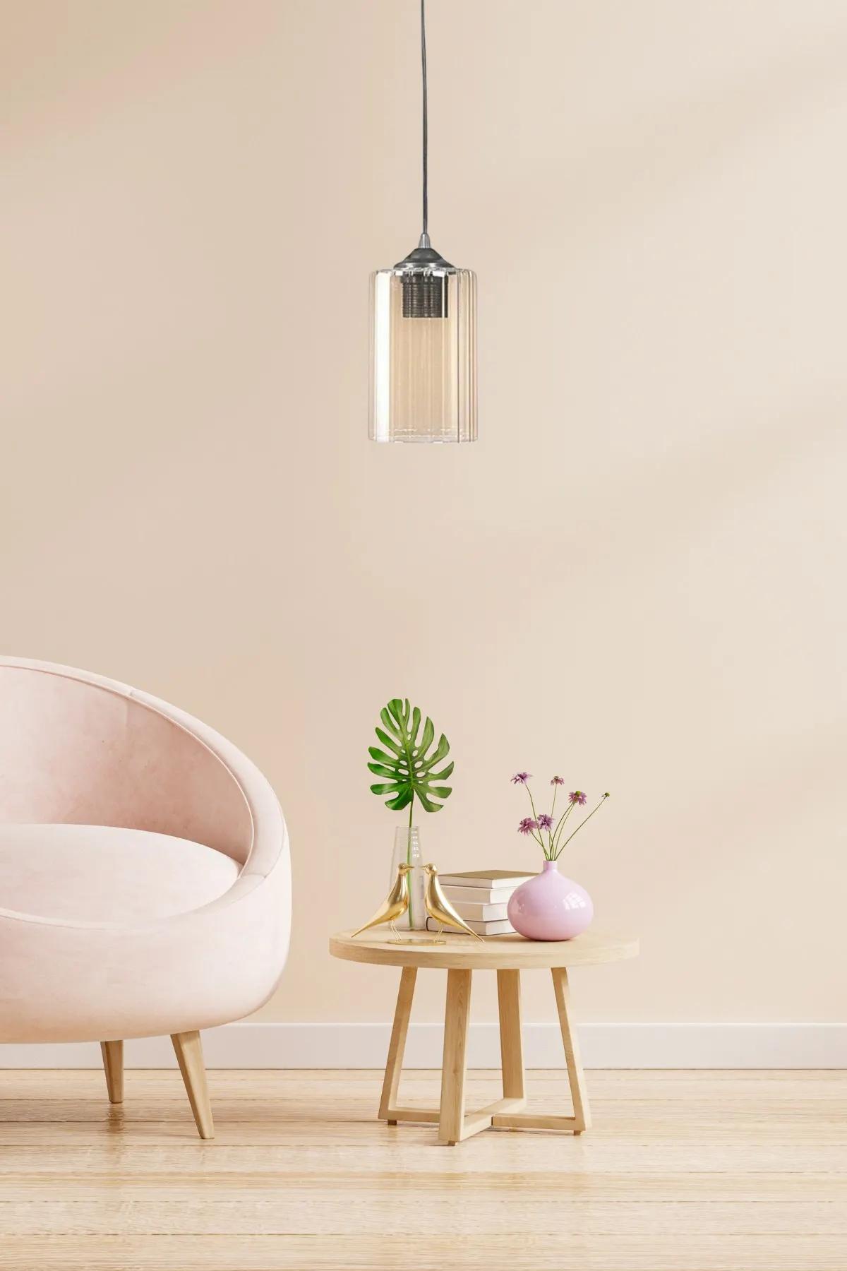 Żyrandol w kształcie tuby LB055 transparentny czarny - ASI_666PTR1531