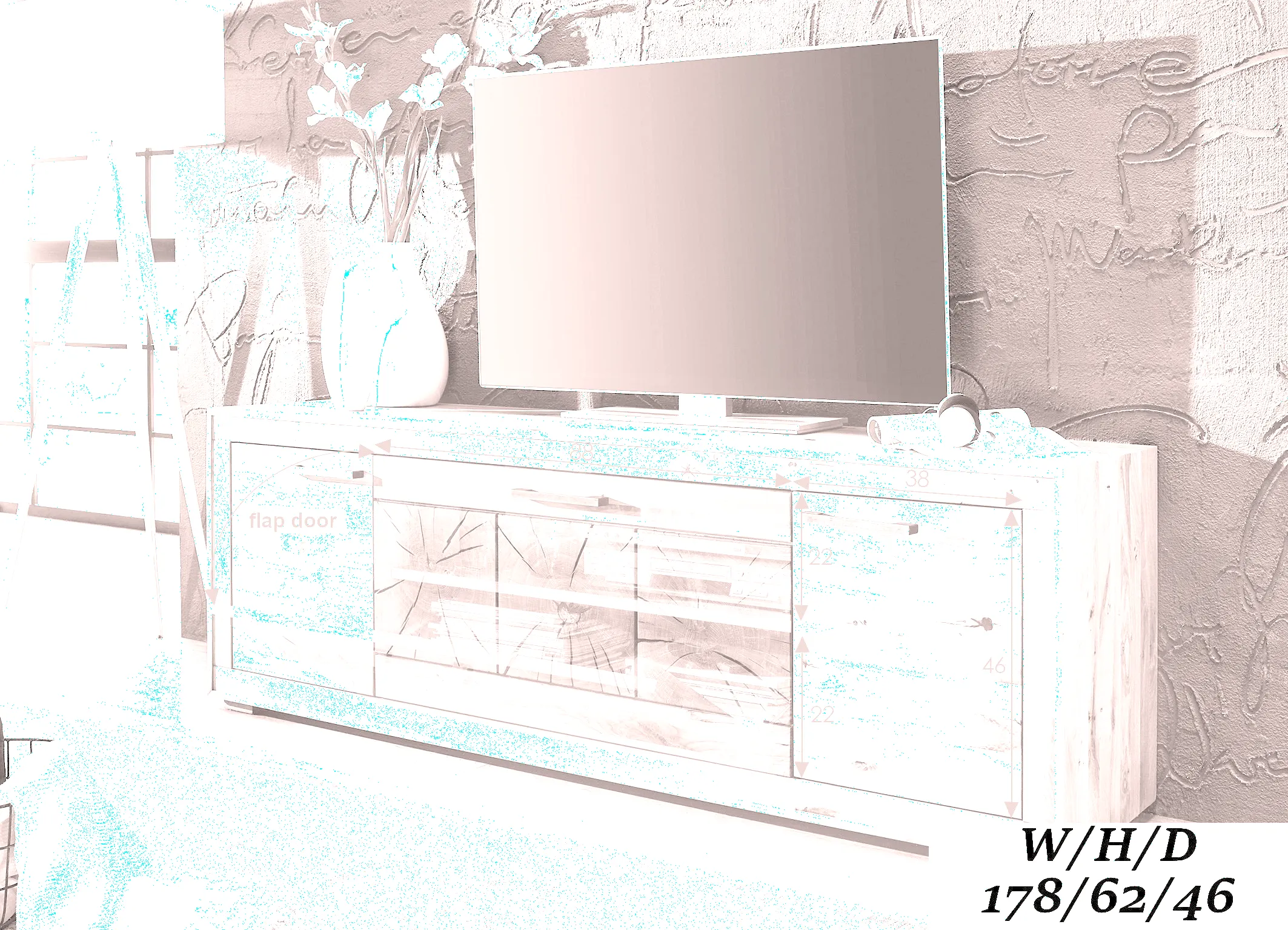 Szafka RTV III Cornflower dębowa 2-drzwiowa 178 cm - GK_1033150511